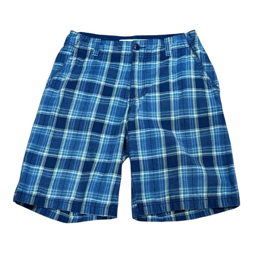 Aeropostale Shorts Mens 28 Blue Plaid Flat Front Casual Summer Classic Cotton